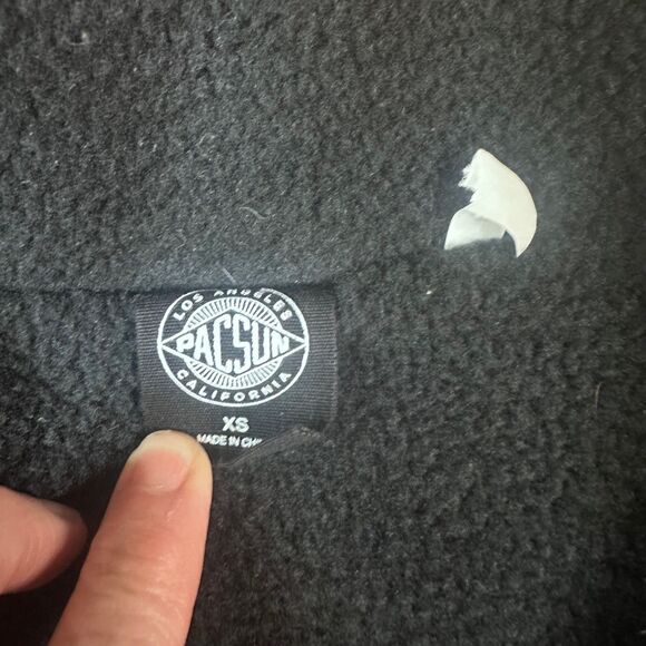 PacSun Floral Fleece Pullover 🌸 XS Black Orange Cozy Snap Collar Fall Vibes - Picture 3 of 5